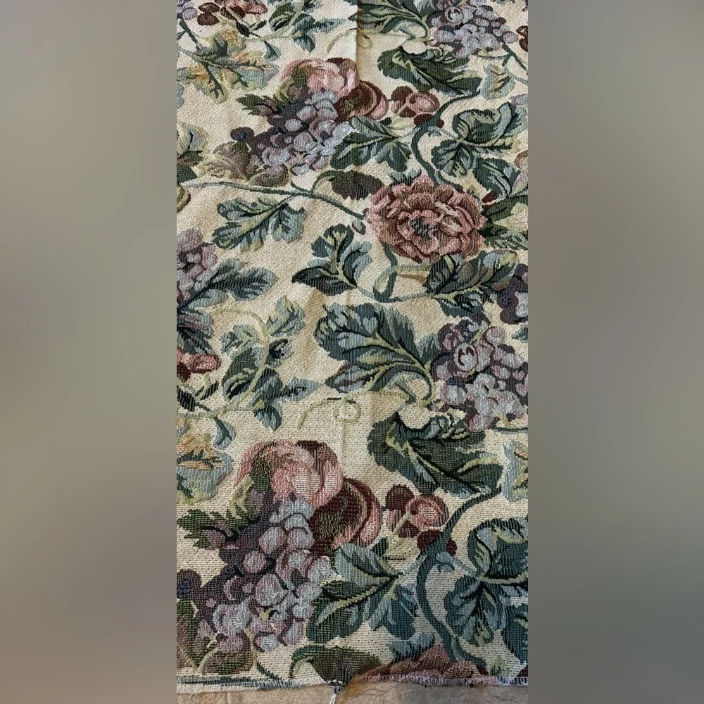 Vintage Floral Tapestry Panel Botanical Jacquard Wall Hanging Cottagecore Decor